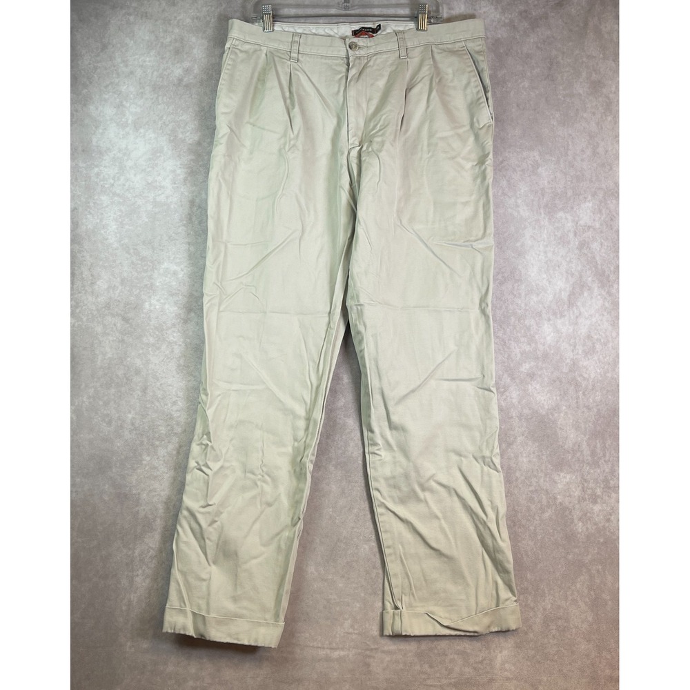 Dockers Chino Pants Mens 36x32 White Double Pleated D3 Casual (Tagged 38x34)